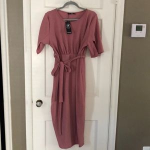 Plus Size Maternity Pink Midi Dress